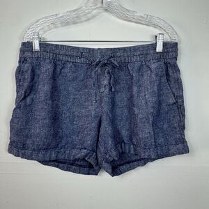 Old Navy Shorts Women's  Size L Blue Linen Blend Drawstring Casual